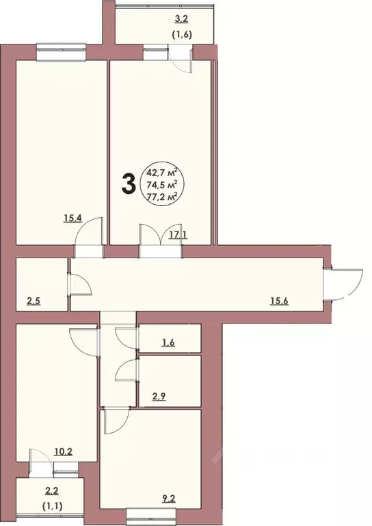 3-к кв. Волгоградская область, Волжский 37-й мкр, ул. С.Р. Медведева, ... - Фото 0