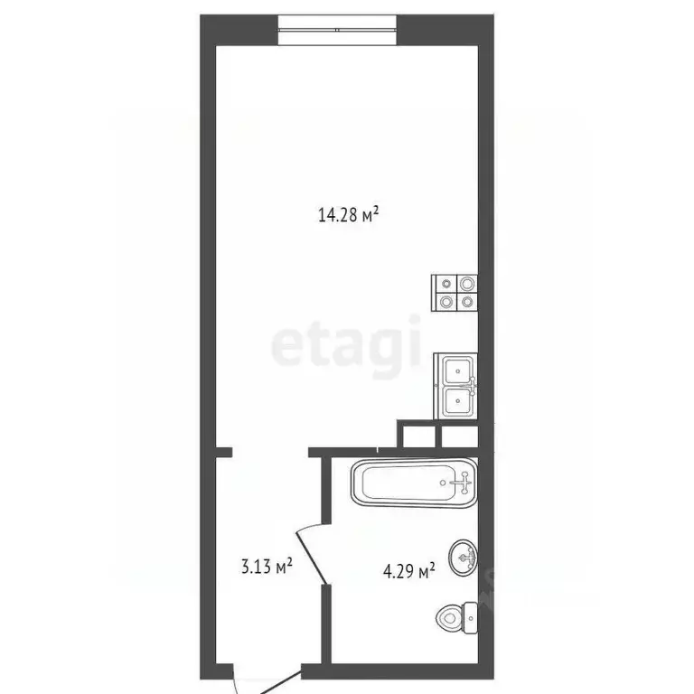 Студия Тюменская область, Тюмень ул. 9 Января, 160к1 (25.0 м) - Фото 2