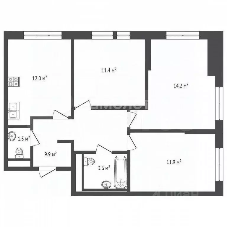 3-к кв. Московская область, Котельники ул. Сосновая, 5к1 (64.2 м) - Фото 2