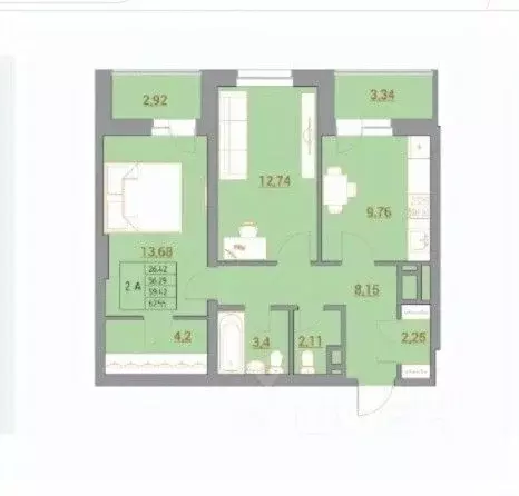 2-к кв. Ростовская область, Ростов-на-Дону Тибетская ул., 1Вс3 (62.55 ... - Фото 1