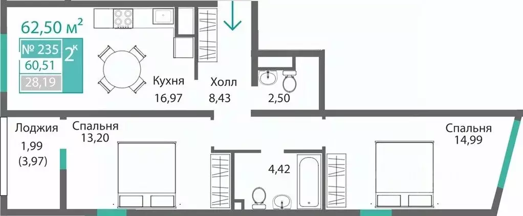 2-к кв. Крым, Симферополь Крымская роза мкр,  (62.5 м) - Фото 0