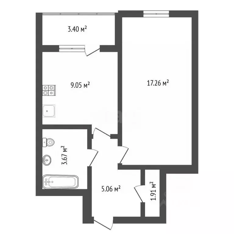 1-к кв. Воронежская область, Воронеж Острогожская ул., 156/1 (34.2 м) - Фото 2