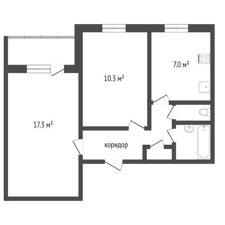 2-комнатная квартира: Тобольск, 6-й микрорайон, 37 (43.8 м) - Фото 1