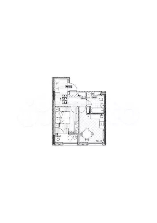 1-к. квартира, 39,8 м, 10/24 эт. - Фото 1