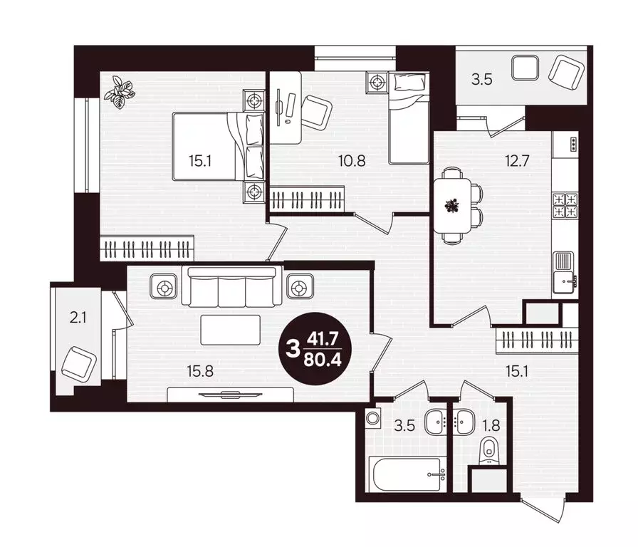 3-комнатная квартира: Новочебоксарск, улица 10-й Пятилетки, 5 (80.4 м) - Фото 2