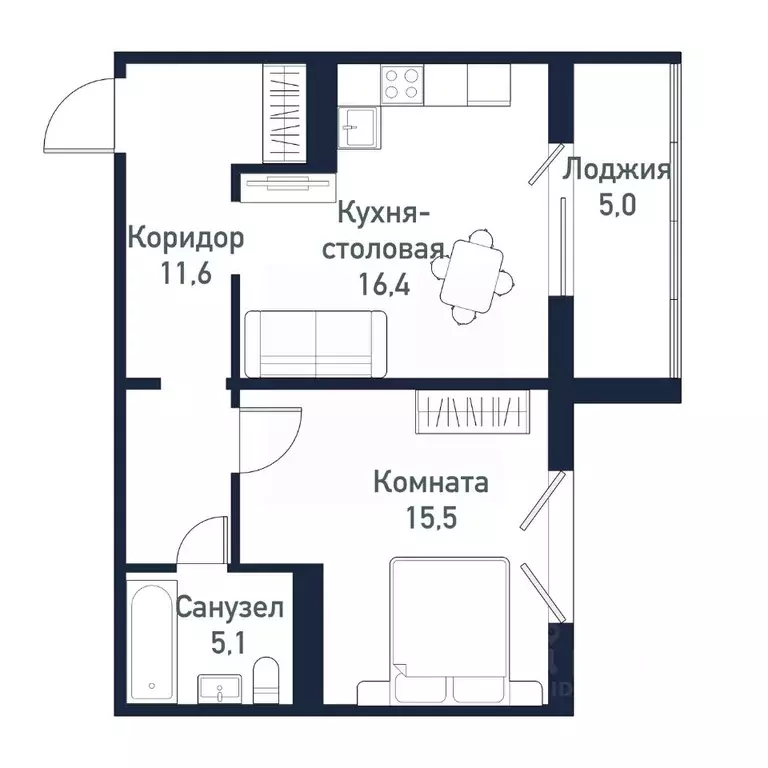 1-к кв. Челябинская область, Челябинский городской округ, пос. ... - Фото 1