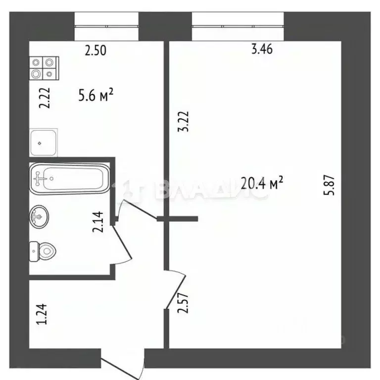 1-к кв. Башкортостан, Стерлитамак ул. Худайбердина, 196Б (34.0 м) - Фото 2