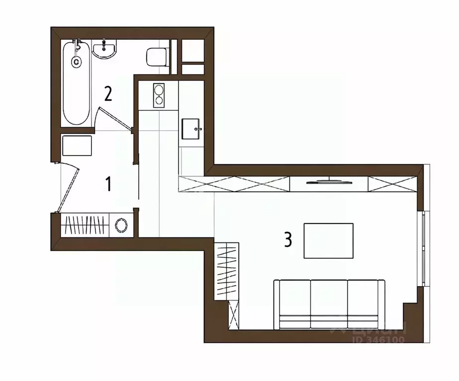 Студия Москва Большой Строченовский пер., 7 (27.0 м) - Фото 2
