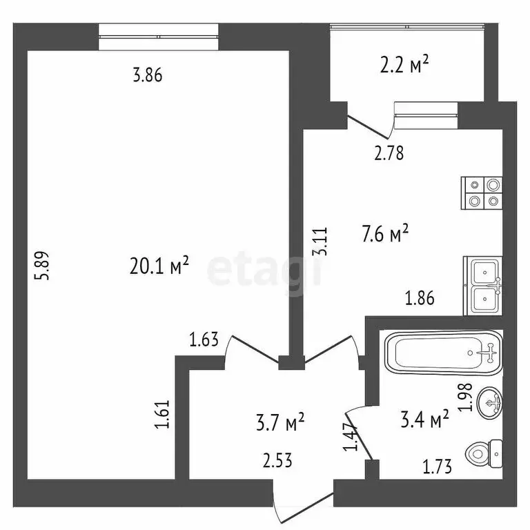 1-комнатная квартира: Стрехнино, улица Стаханова, 2А (35 м) - Фото 1