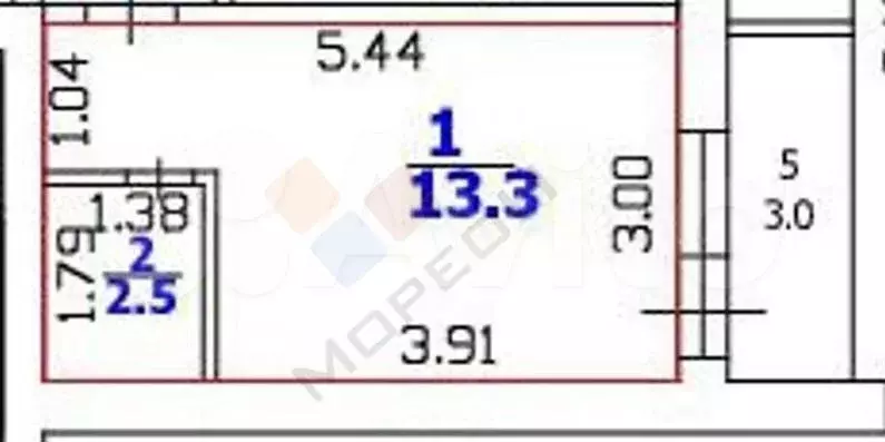 Квартира-студия, 18,8 м, 6/6 эт. - Фото 0