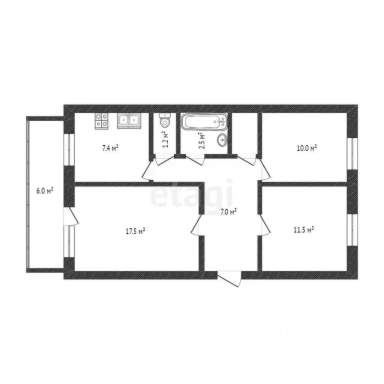 3-к кв. Тюменская область, Тюмень ул. Мира, 65А (57.9 м) - Фото 1