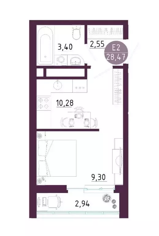 Квартира-студия: Тула, улица Купцов Гречихиных, 10 (28.47 м) - Фото 1