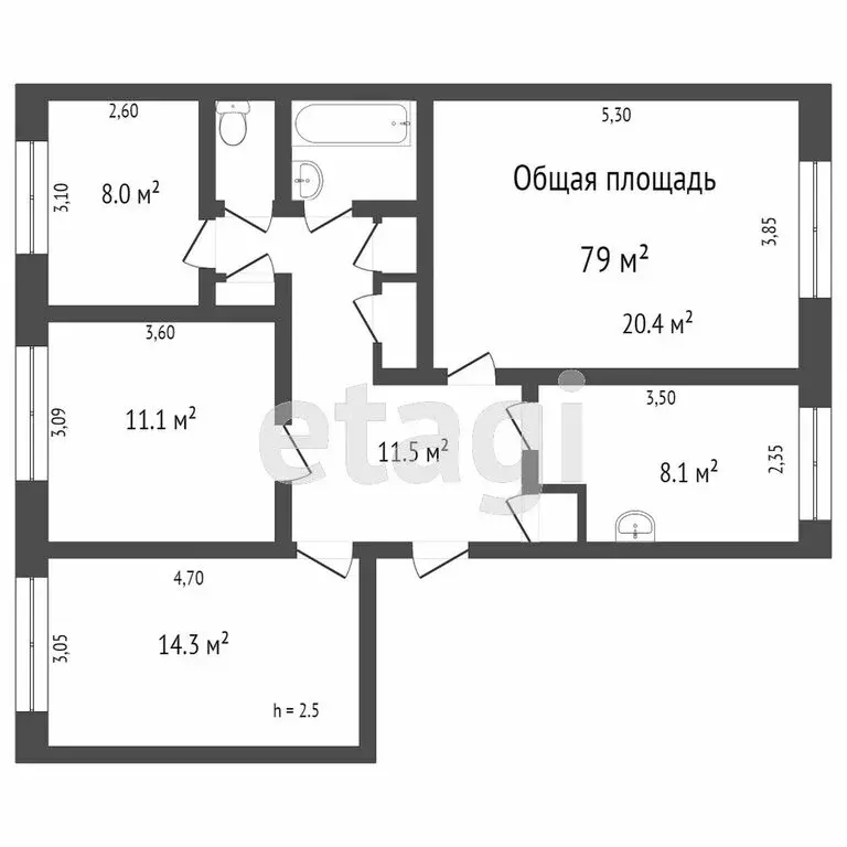 4-комнатная квартира: Северск, Солнечная улица, 21 (88 м) - Фото 0