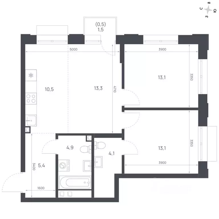 3-к кв. Амурская область, Благовещенск  (64.9 м) - Фото 1