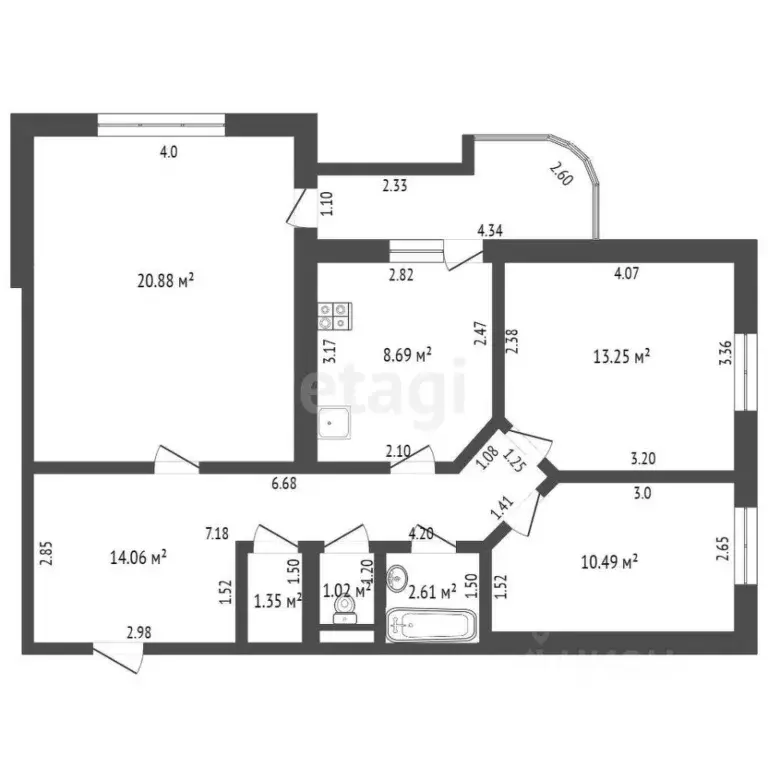 3-к кв. Ульяновская область, Ульяновск Пензенский бул., 11 (72.4 м) - Фото 2