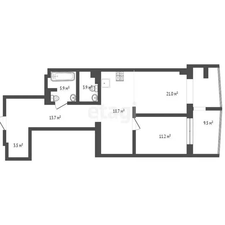 2-комнатная квартира: Сочи, Донская улица, 21/2 (96 м) - Фото 0