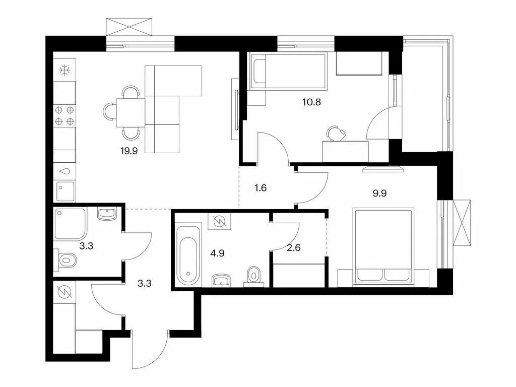 2-комнатная квартира: Южно-Сахалинск, жилой комплекс Уюн Парк (62 м) - Фото 1