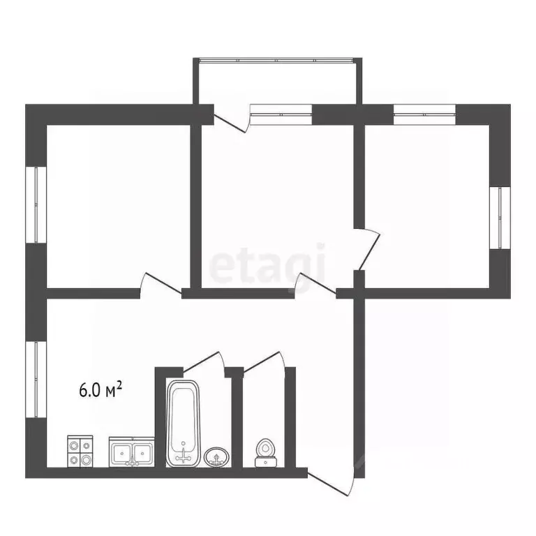 3-к кв. Калужская область, Сухиничский муниципальный округ, ... - Фото 2