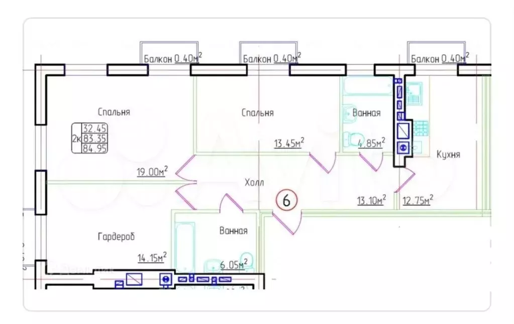 2-к. квартира, 85 м, 5/8 эт. - Фото 1