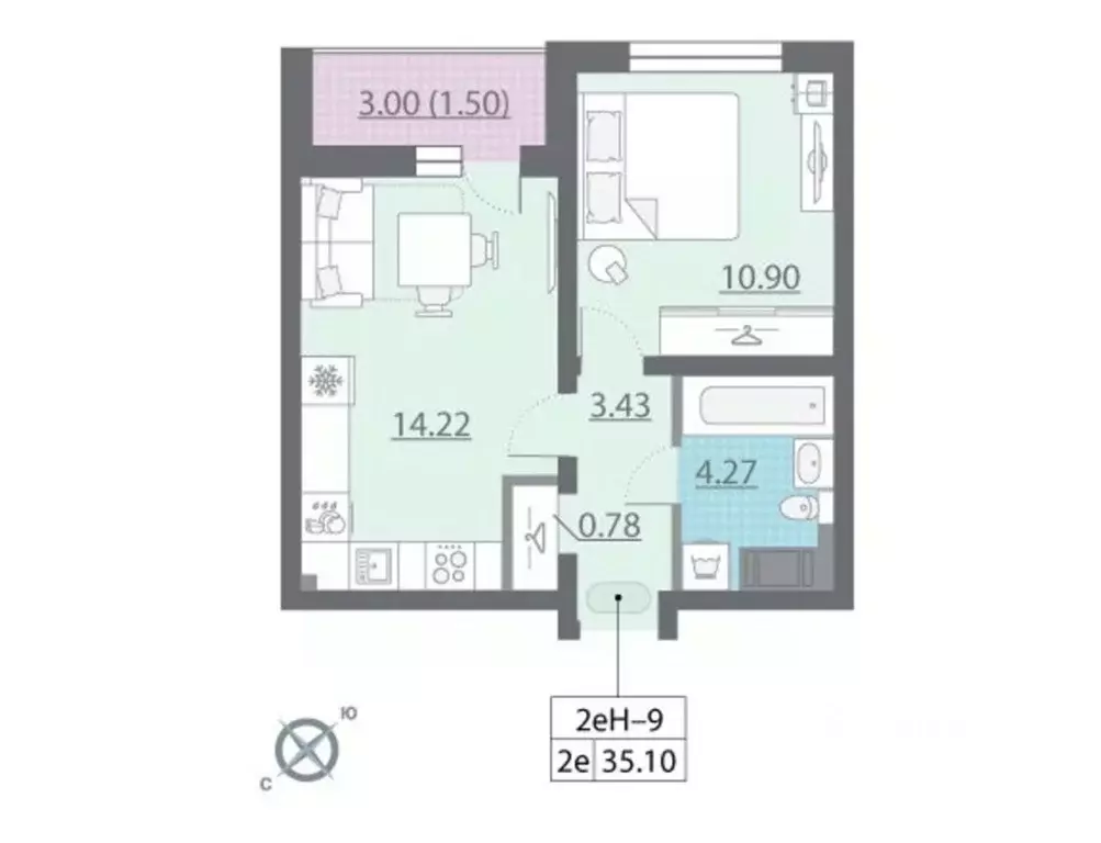 1-к кв. Санкт-Петербург ул. Чарушинская (34.8 м) - Фото 0