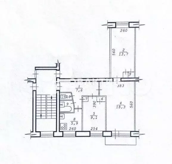 3-к. квартира, 60 м, 3/5 эт. - Фото 0