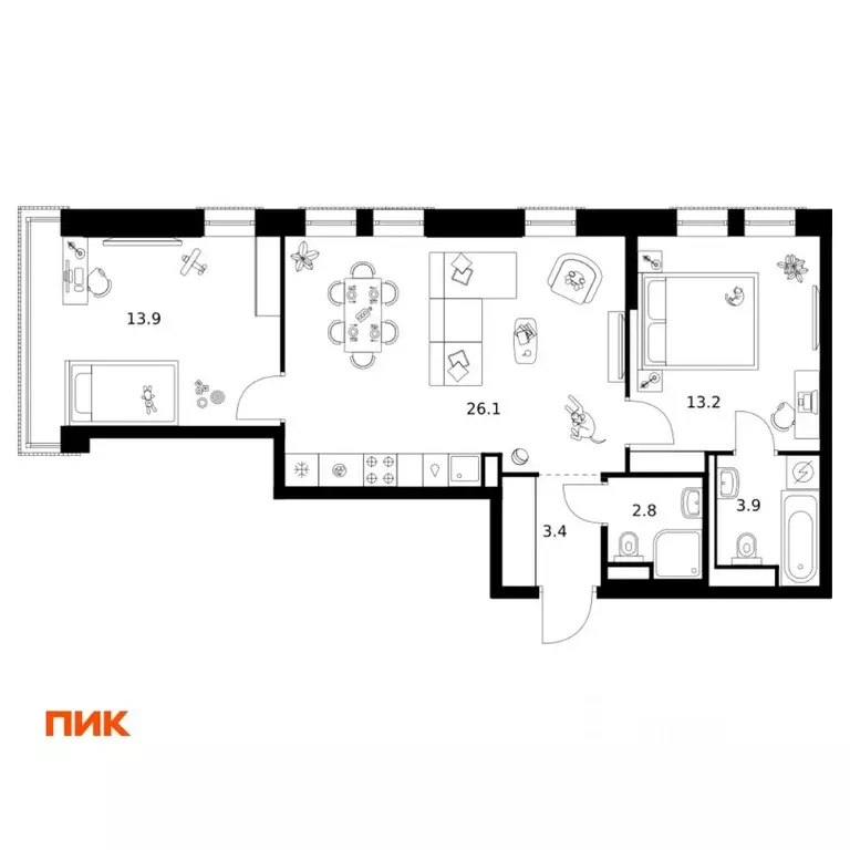 2-к кв. Москва Котляковская ул., 9 (63.3 м) - Фото 1
