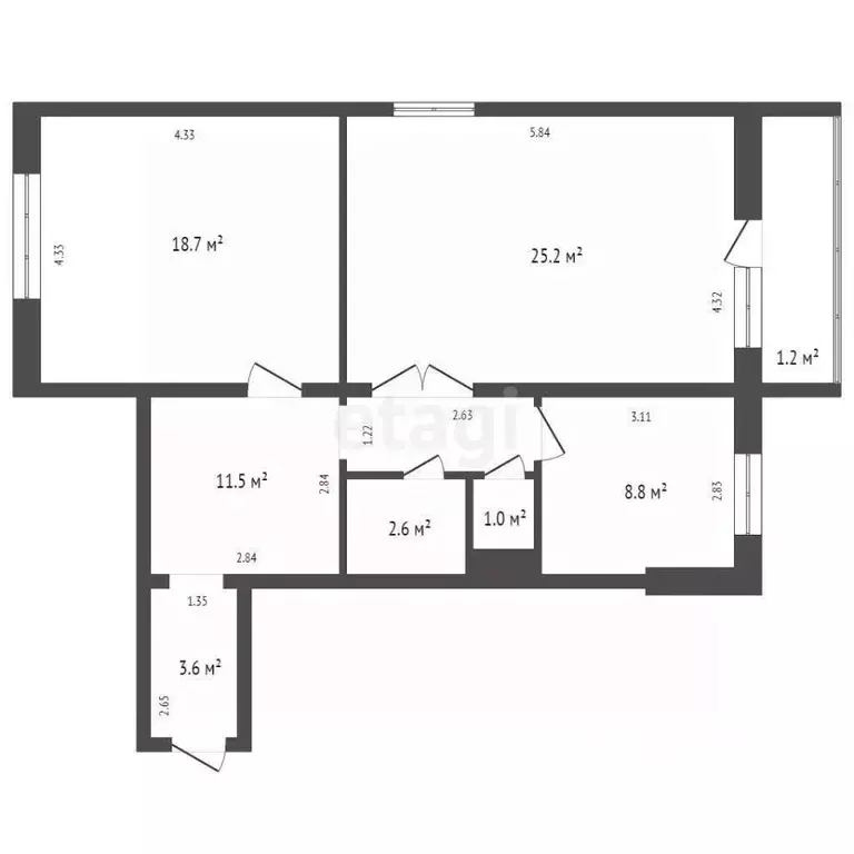 2-к кв. Красноярский край, Красноярск ул. 3 Августа, 20А (72.7 м) - Фото 1