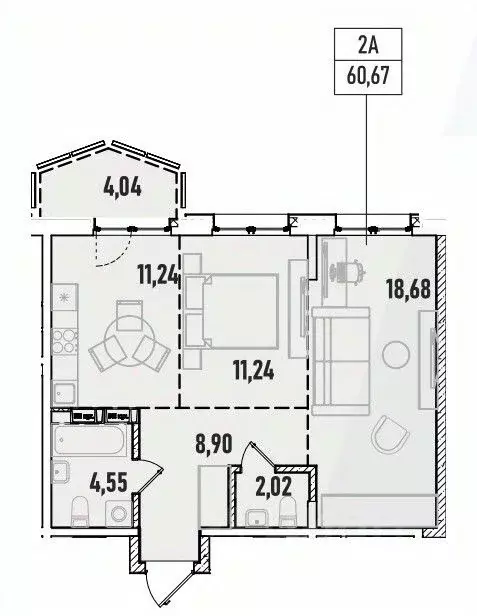 2-к кв. Иркутская область, Иркутск Донская ул., 5Г (60.67 м) - Фото 0