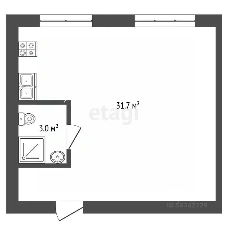 1-к кв. Архангельская область, Архангельск ул. Самойло, 12А (34.7 м) - Фото 1
