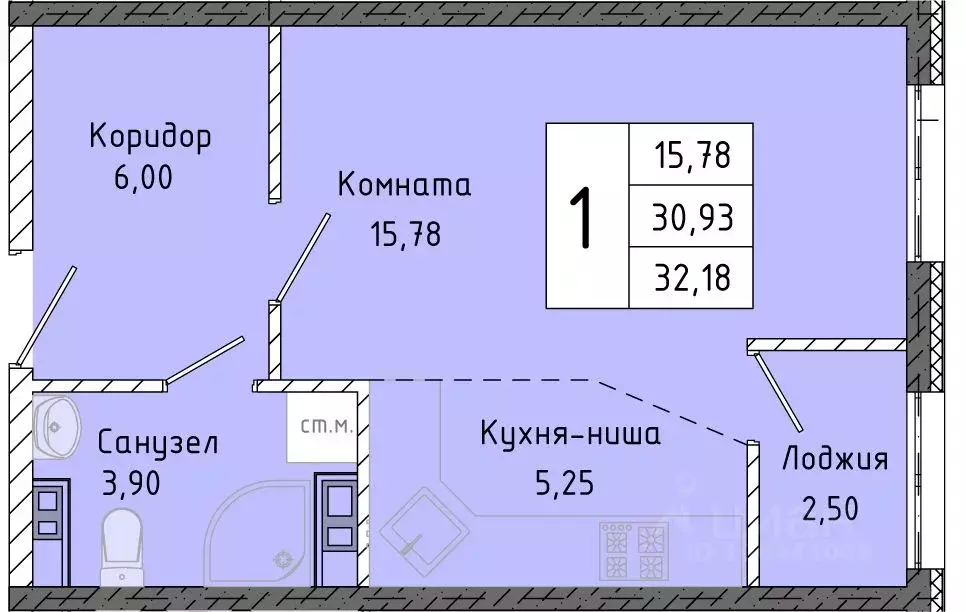 Студия Крым, Алушта городской округ, Партенит пгт  (32.18 м) - Фото 0