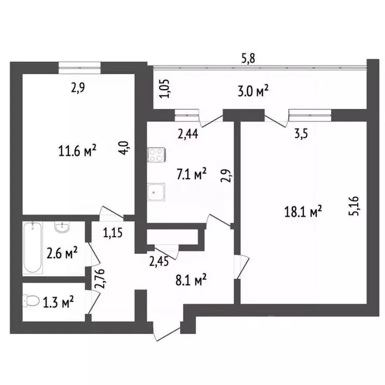 2-к кв. Башкортостан, Стерлитамак ул. Сакко и Ванцетти, 67 (49.0 м) - Фото 2