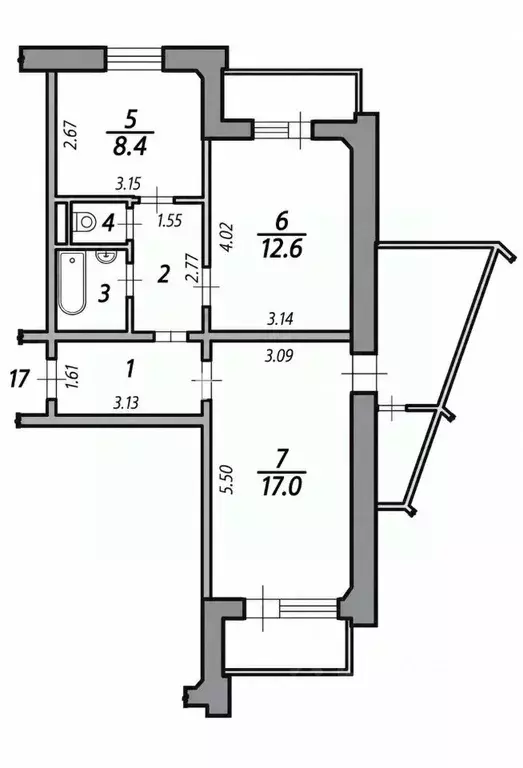 2-к кв. Белгородская область, Белгород бул. Строителей, 41 (51.0 м) - Фото 1