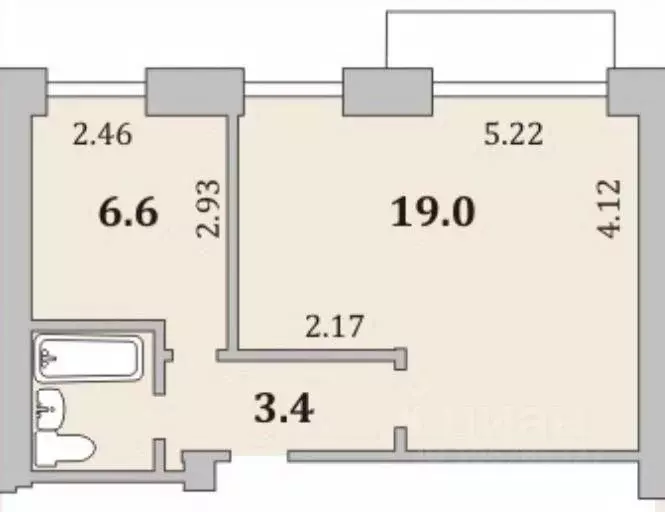 1-к кв. Мурманская область, Мурманск ул. Олега Кошевого, 12к1 (32.0 м) - Фото 0