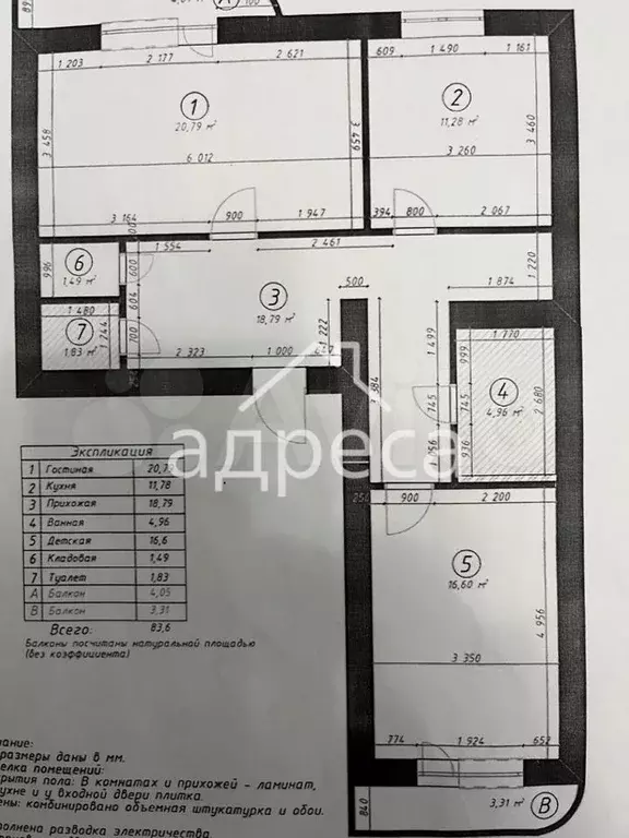 2-к. квартира, 83,6 м, 2/16 эт. - Фото 0