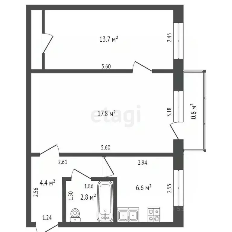 2-к кв. Забайкальский край, Чита ул. Богомягкова, 73 (45.3 м) - Фото 1
