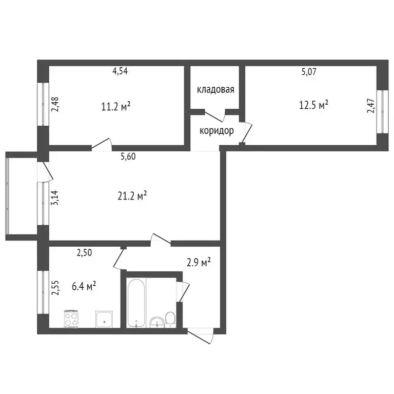 3-комнатная квартира: Омск, проспект Мира, 169Б (60 м) - Фото 1