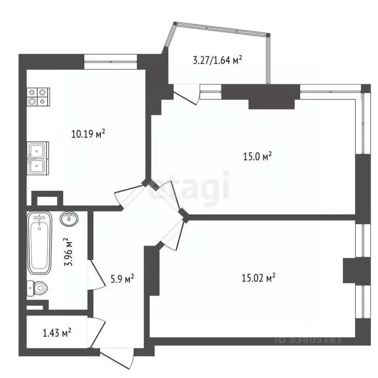 2-к кв. Ростовская область, Ростов-на-Дону ул. Ларина, 45с11 (53.0 м) - Фото 1