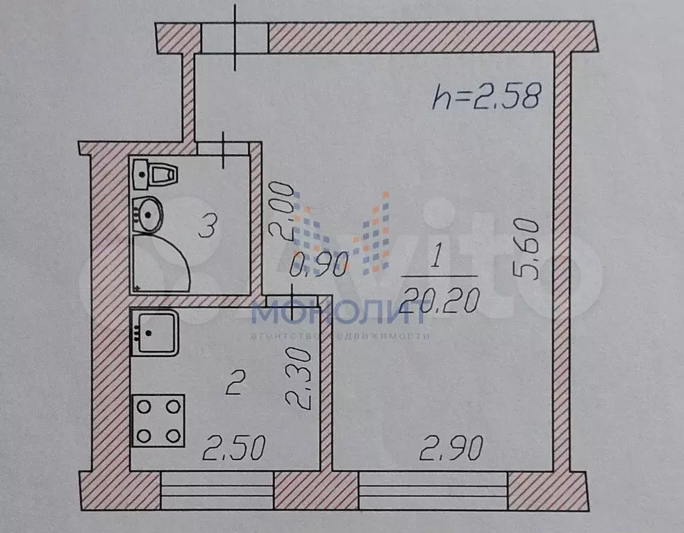 1-к. квартира, 29 м, 1/5 эт. - Фото 0