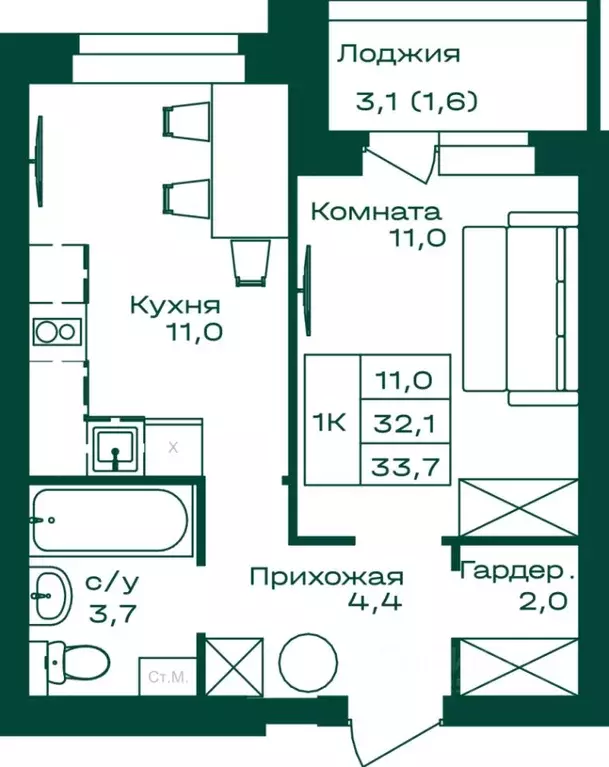 1-к кв. Алтай, Майминский район, с. Майма  (33.7 м) - Фото 0