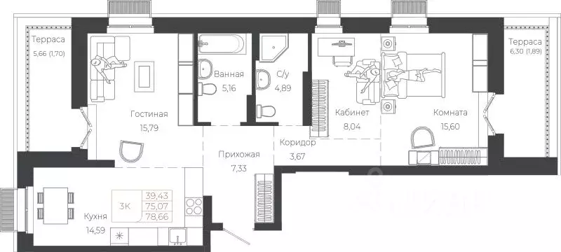 3-к кв. Алтай, Майминский район, с. Майма ул. Энергетиков (78.66 м) - Фото 1