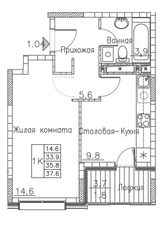 1-к кв. Приморский край, Владивосток ул. Расула Гамзатова, 7к2 (37.6 ... - Фото 0