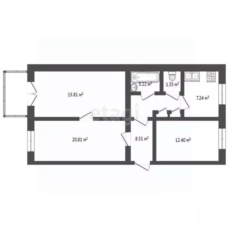 3-к кв. Севастополь ул. Ленина, 33 (70.0 м) - Фото 2