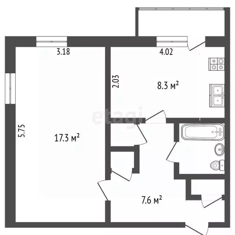 2-к кв. Крым, Симферопольский район, с. Пожарское ул. Победы (39.5 м) - Фото 2