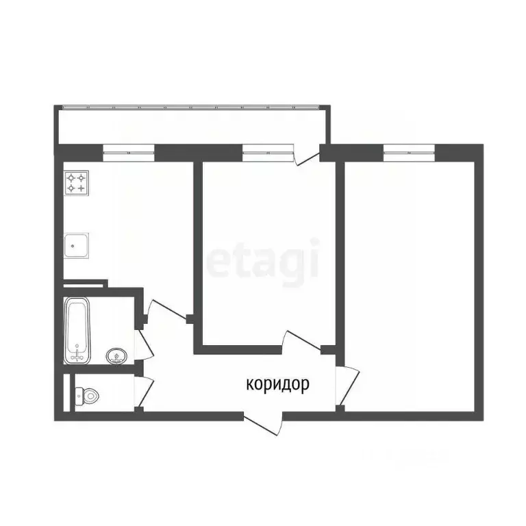 2-к кв. Белгородская область, Белгород ул. Губкина, 25 (43.7 м) - Фото 2