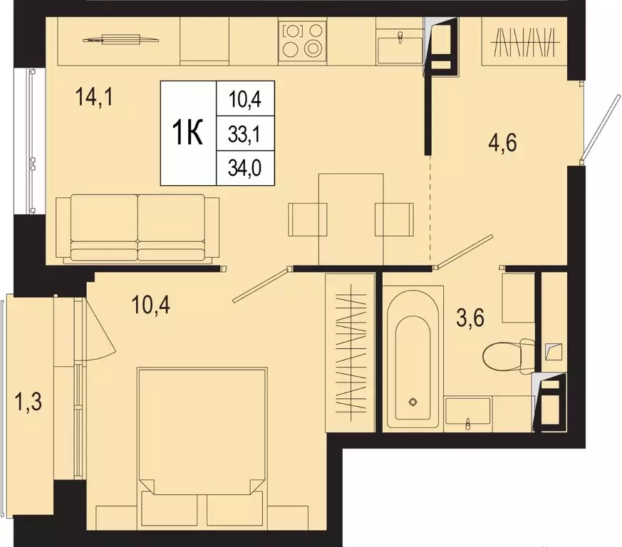 1-к кв. Московская область, Подольск городской округ, д. Борисовка ... - Фото 1