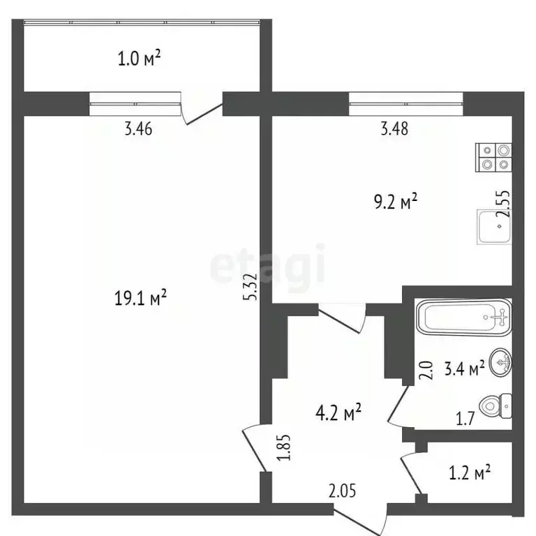 1-к кв. Мордовия, Саранск ул. Мичурина, 1 (37.1 м) - Фото 2