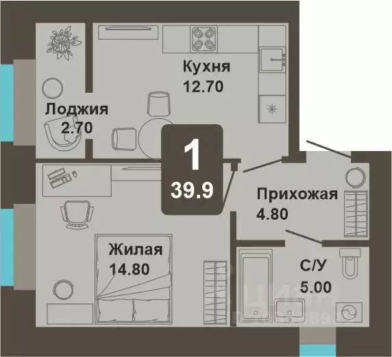 1-к кв. Чувашия, Чебоксары ул. И.П. Прокопьева (39.9 м) - Фото 1
