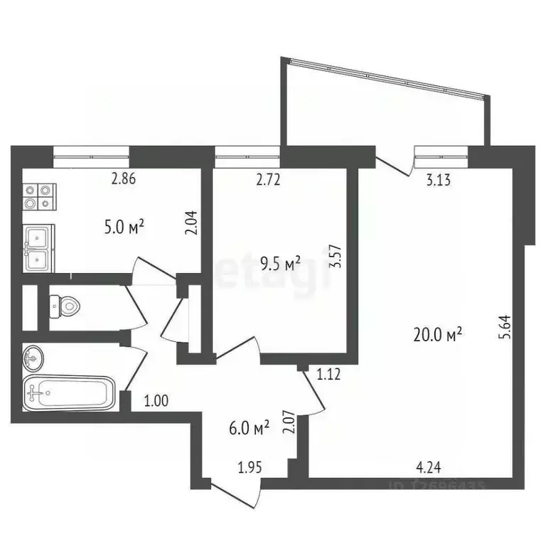 2-к кв. Московская область, Мытищи ул. Семашко, 25 (44.7 м) - Фото 1