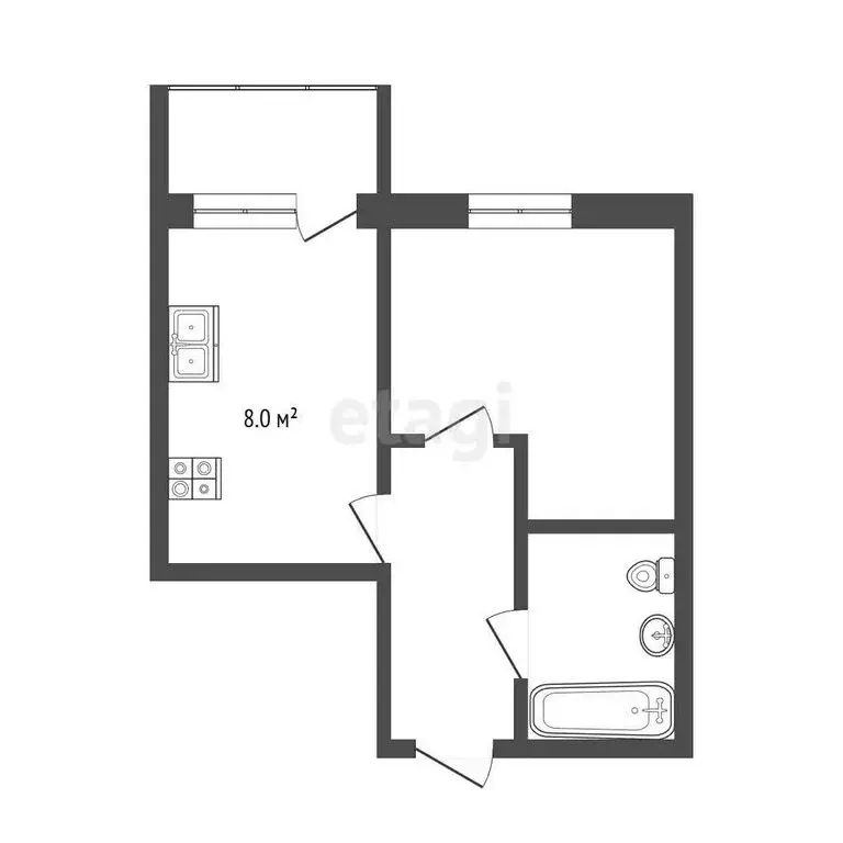 1-комнатная квартира: Вологда, улица Чернышевского, 122Ак1 (28 м) - Фото 1