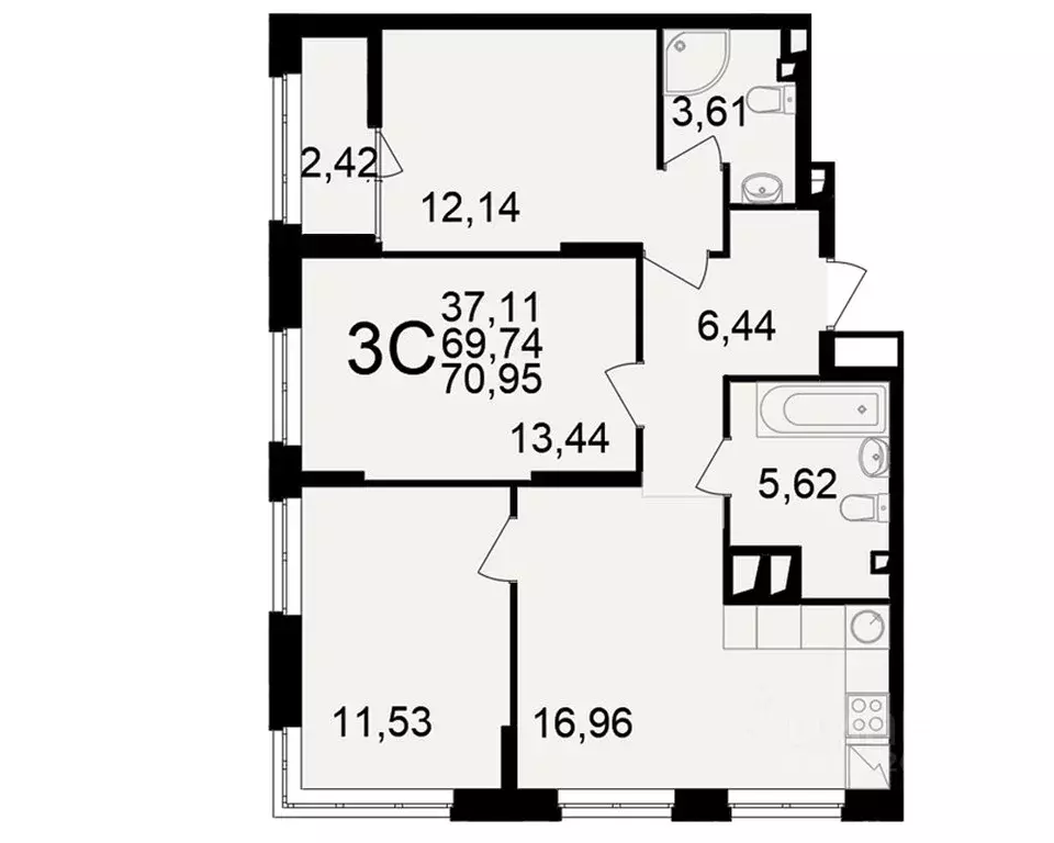 3-к кв. Рязанская область, Рязань ул. Чкалова (69.74 м) - Фото 1